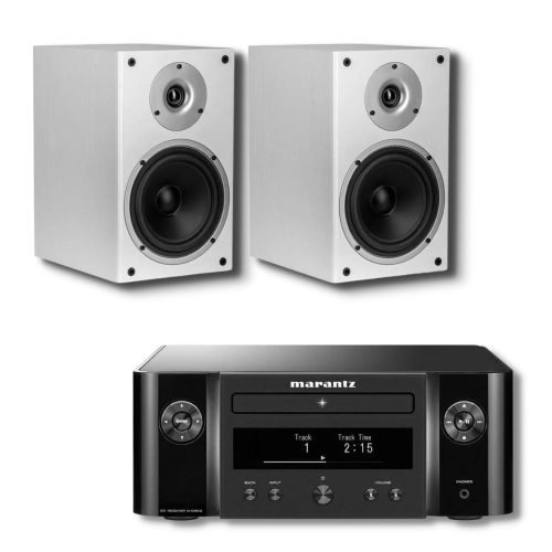 MARANTZ MCR612 MELODY X SZTEREÓ ERŐSÍTŐ + WILSON RAPTOR 3 POLCSUGÁRZÓ SZETT - FEKETE-FEHÉR