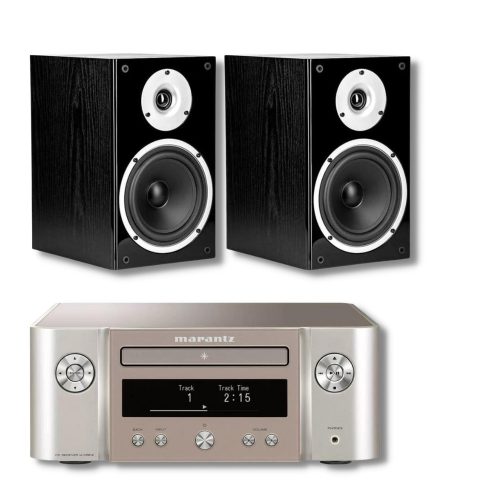 MARANTZ MCR612 MELODY X SZTEREÓ ERŐSÍTŐ + WILSON RAPTOR 3 POLCSUGÁRZÓ SZETT - EZÜST-ARANY/FEKETE