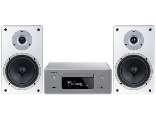 DENON RCDN-10 SZTEREÓ RÁDIÓERŐSÍTŐ CD LEJÁTSZÓ MIKROHIFI + WILSON RAPTOR 3 HÁTTÉRSUGÁRZÓ POLC-HANGFAL PÁR SZETT  SZÜRKE - FEHÉR